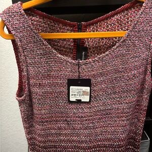 St. John Multicolor Tweed Midi Dress - Pink, Red, Gray